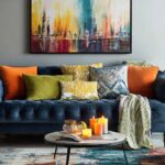 modern living room with white and grey colour combination